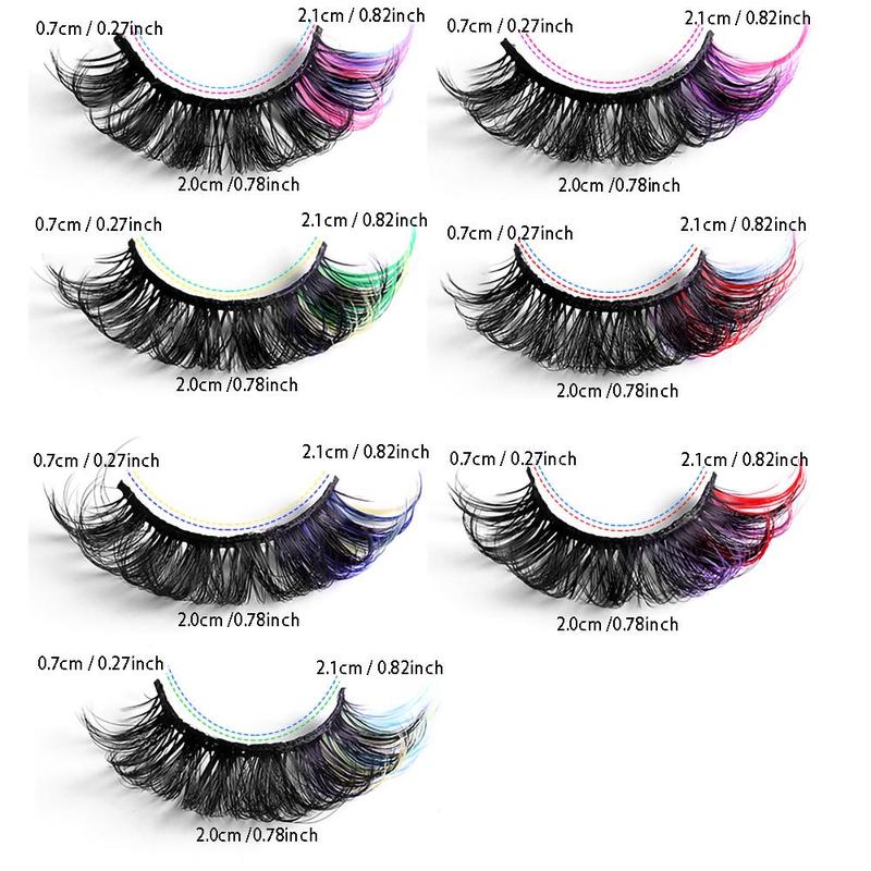 Colorful Wispy Cat Eye Look Faux Cluster Lashes, 7 Pairs Fluffy False Eyelashes, Natural Curling Eye Makeup Strip Lashes, Full Volume Eyelash for Lashes Extension, Christmas Gift