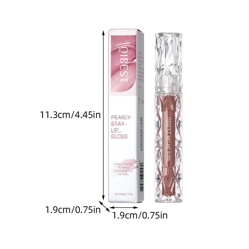 Long Lasting Pearly Stay Lip Gloss, 1 Count Glitter Lip Glaze Stick, Tinted Moisturizing Liquid Lip Balm, Glossy Lip Glaze, Plumping Lip Oil for Girls & Women