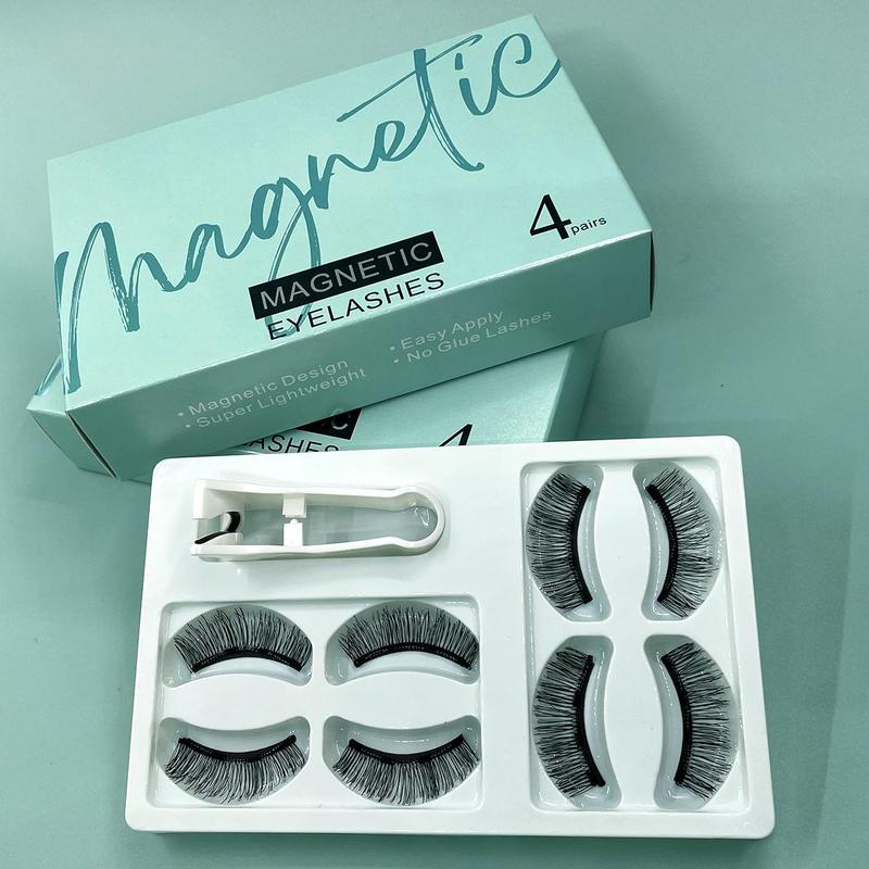 Magnetic Eyelashes, 4 Pairs Reusable Natural Look Eyelash Extensions, Self Grafting Curl No Glue Eyelashes, Eye Makeup Product for Women & Girls