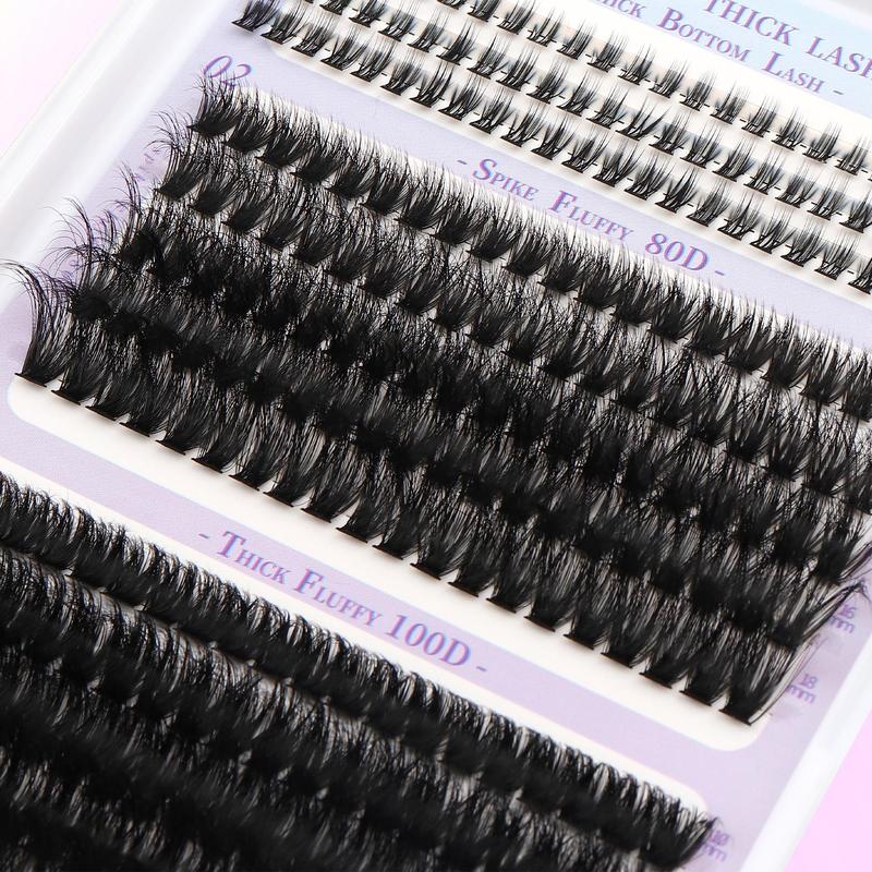 Fluffy False Eyelashes, 1 Set Mixed Style & Length Individual Lashes with Tools, Self Grafting Curl Eyelashes, Eye Makeup Enhancement for Women