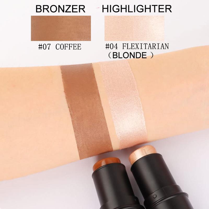 2Pcs Face Cream Contour Bronzer Sticks Makeup Highlighter Highlight Brown Creme Cheek Contour Sticks