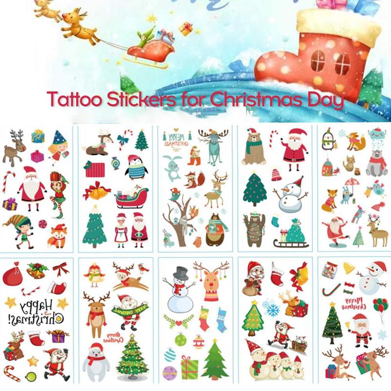 Random Patterns Christmas Temporary Tattoo Sticker, 1 Count Waterproof Long Lasting Fake Tattoo Sticker, Festive Decoration for Home Party