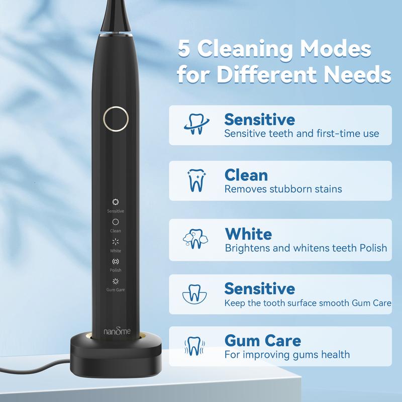 Sonic Electric Toothbrush for Adults - 12 Brush Heads 3 Hours Charge for 360 Days Waterproof Oral electric toothbrush Daily Electrical Cleansing