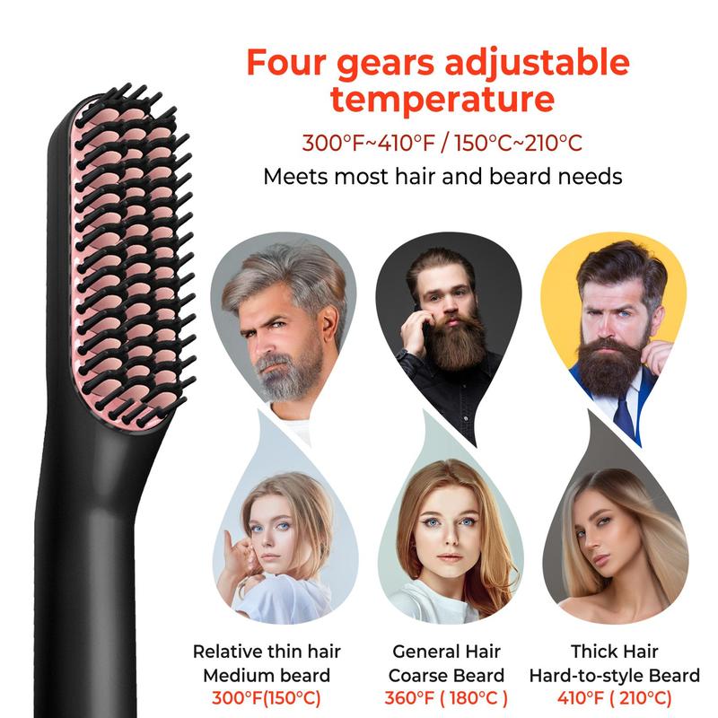 Electric Hair Straightener, Non-slip Design Hair Straightening Brush with Double Side Titanium Plates, Professional Hair Styling Tool for Home & Salon Use