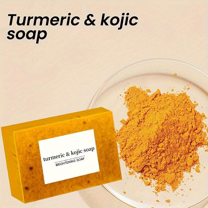 Turmeric Soap Set, 4 Counts set Deep Cleansing & Moisturizing Skin Soap with Bathroom Soap Rack & Foaming Net, Body Wash & Soap for Women & Men