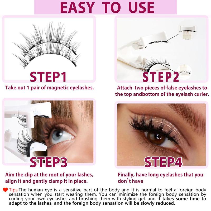 Magnetic Eyelashes, 4 Pairs Reusable Natural Look Eyelash Extensions, Self Grafting Curl No Glue Eyelashes, Eye Makeup Product for Women & Girls