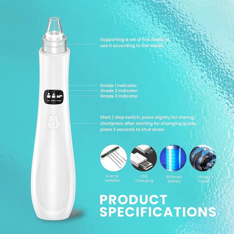 2024 Newest Blackhead Remover Pore Vacuum,5 Suction Power,5 Probes,USB Rechargeable Blackhead Vacuum Kit-Facial Pore Cleaner Electric Acne Extractor Tool for Women and Men