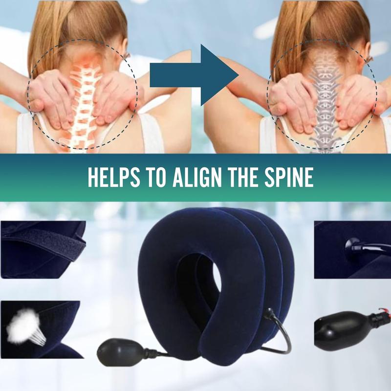 Inflatable Cervical Traction Cushion Device Neck Pain Relief at Home - Cervical Neck Traction Pillow - Neck Decompression Pillow Inflatable Cervical Collar Neck Pinched Nerve Relief