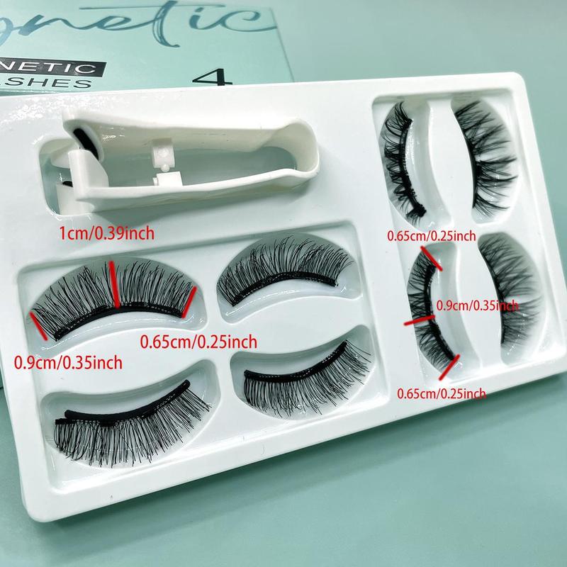 Magnetic Eyelashes, 4 Pairs Reusable Natural Look Eyelash Extensions, Self Grafting Curl No Glue Eyelashes, Eye Makeup Product for Women & Girls