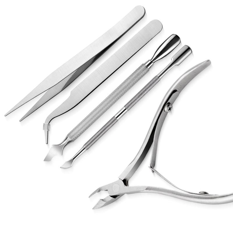 Double-ended Nail Cuticle Pusher, 5 Counts Finger Dead Skin Remover, Nail Nippers Cutter for Pedicure Accessories, Nail Art Tools