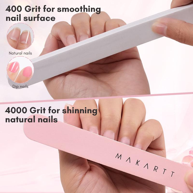 Makartt Nail File and Buffer, Pink Basic Nail Prep Kit with Cuticle Trimmer, Beginner Manicure Kit Nail Care Kit with Cuticle Clipper, Cuticle Trimmer and Nail Brush for Natural Acrylic Nails(7pcs) Nail Art