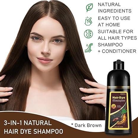 3 in 1 Dye Shampoo for Hair,Hair Dye Shampoo,Natural Coffee Quick Hair Dye,Hair Care,Fruity Aroma,Various Colors Available,3-in-1 Plant Extracts Natural Shampoo,Long Lasting,Ammonia Free,Mild Hair Coloring Haircare(500ml)