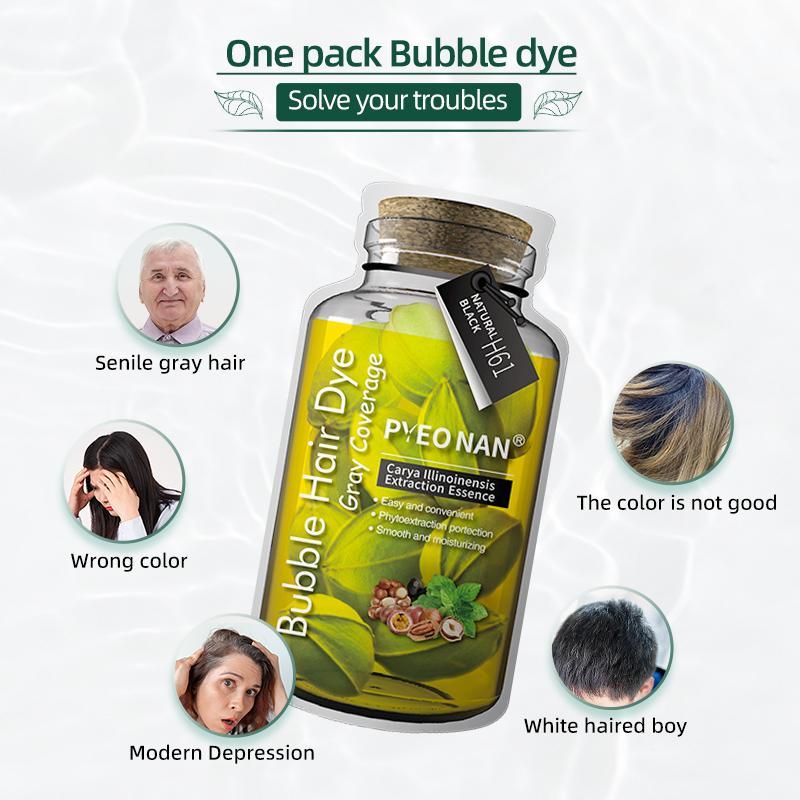 PYEONAN Unisex Bubble Hair Dye, 2-in-1 Gray Coverage & Hair Care with Natural Plant Extracts Black Truffle, No Bleaching 10 Bags Hair Color 5.6 Oz. 160g