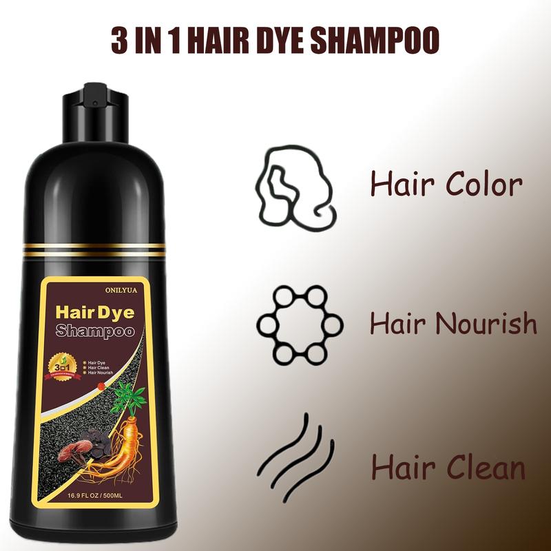 3 in 1 Dye Shampoo for Hair,Hair Dye Shampoo,Natural Coffee Quick Hair Dye,Hair Care,Fruity Aroma,Various Colors Available,3-in-1 Plant Extracts Natural Shampoo,Long Lasting,Ammonia Free,Mild Hair Coloring Haircare(500ml)