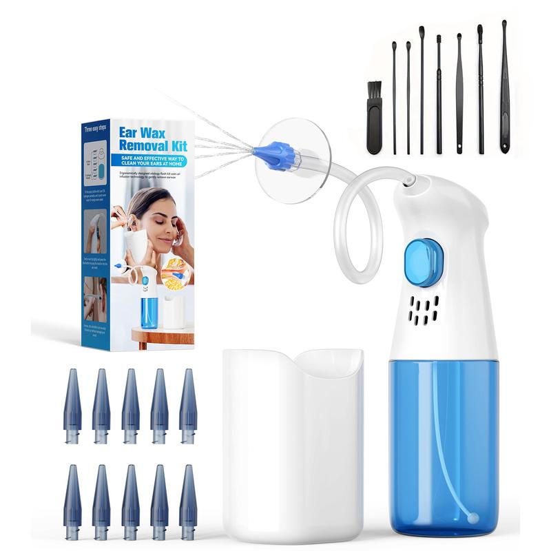 Manual Ear Wax Removal Tool Set, 1 Box Ear Cleaning Tool & Ear Wash Solution, Safe & Effective Ear Cleaning Tool for Adults & Kids