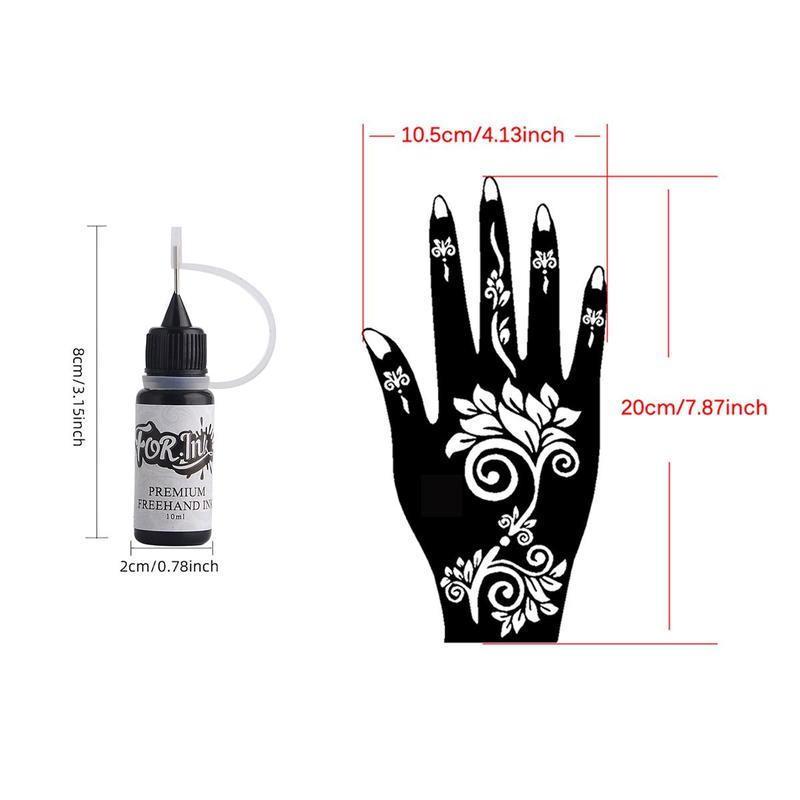 Temporary Tattoo Ink & Stencil Kit, Temporary Tattoo Kits, Including 3pcs Ink ＆ 3 Pairs Stencil, Semi Permanent Tattoo Markers, DIY Tattoo Kit for Women & Men