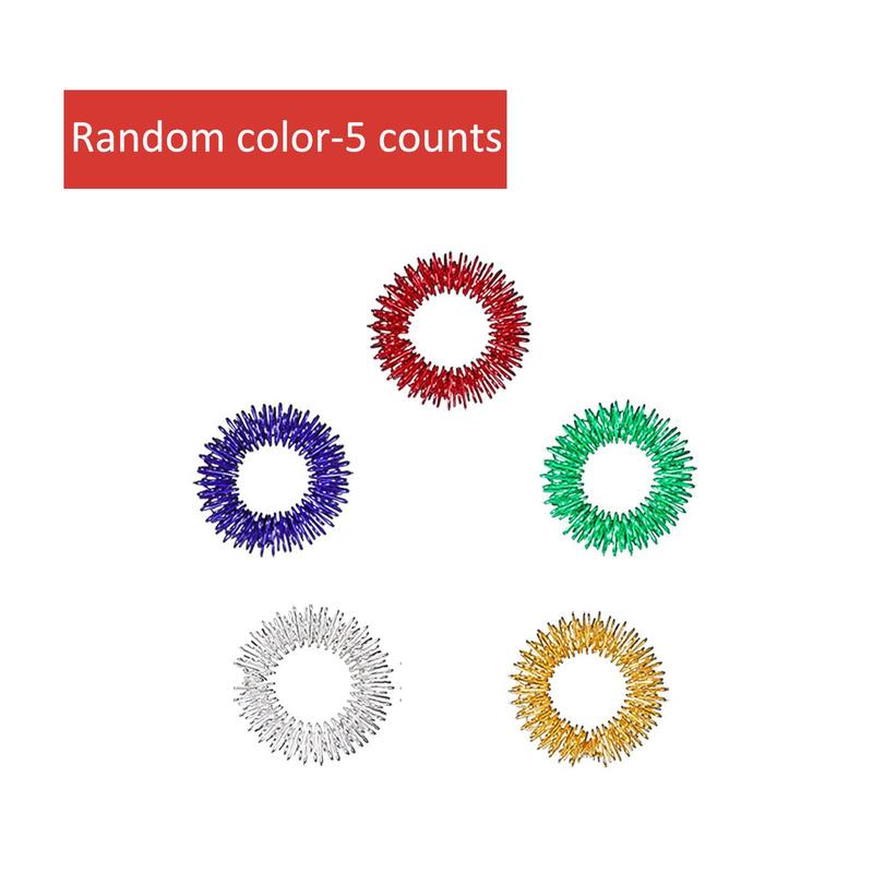 1 Set Random Color Acupressure Rings, Spiked Sensory Finger Rings, Spiky Finger Ring Acupressure Ring Set for Teens, Adults, Silent Stress Reducer and Massager Finger Massage Tool