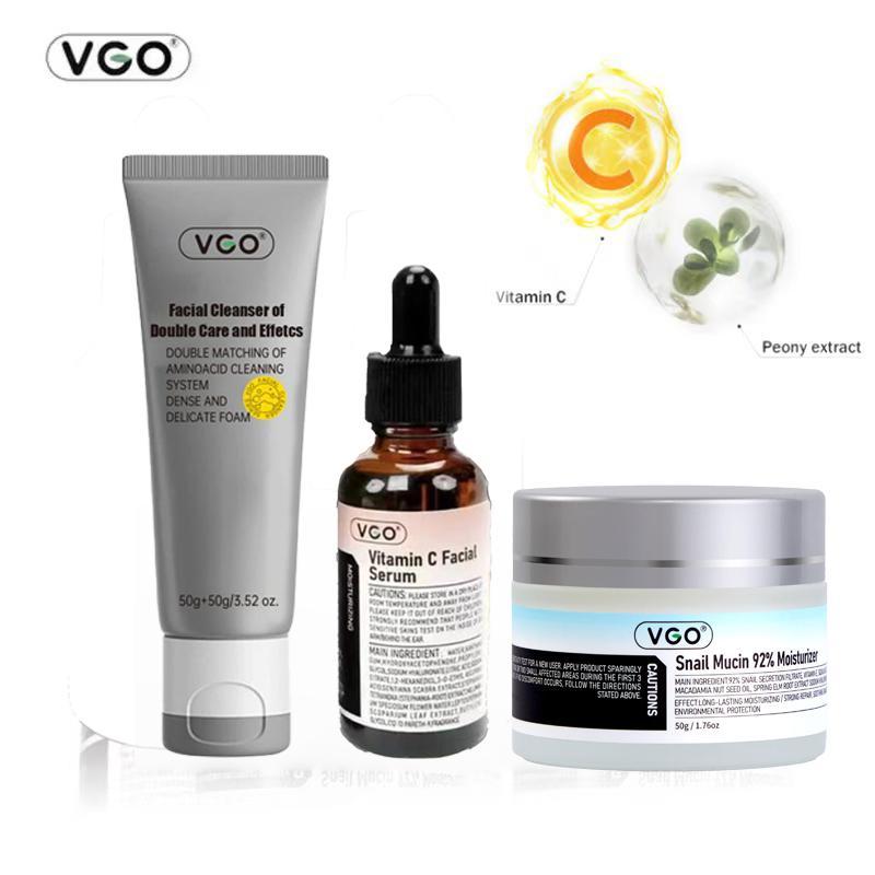 VGO-Vitamin C Serum, Moisturizer, and Facial Cleanser Set Cleansing Moisturizing Suitable for sensitive skin-Live