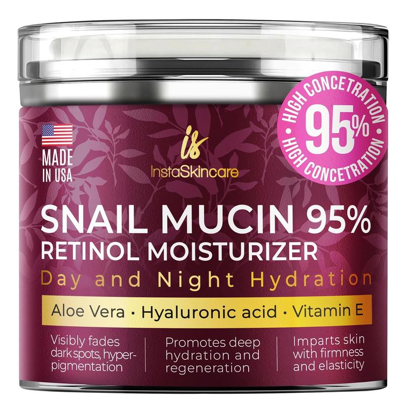 InstaSkincare Snail Mucin Retinol Daily Gentle Moisturizing Cream for Face - Repair for Dry Sensitive Skin Hydrating Complex For Radiant Silky skin