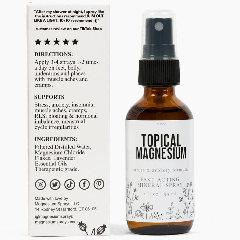 Magnesium Topical Oil Spray for Relaxation, Body Care, Hormone Balance, Cortisol Reduction, and Immune Support, Magnesium Chloride Flakes Lavender