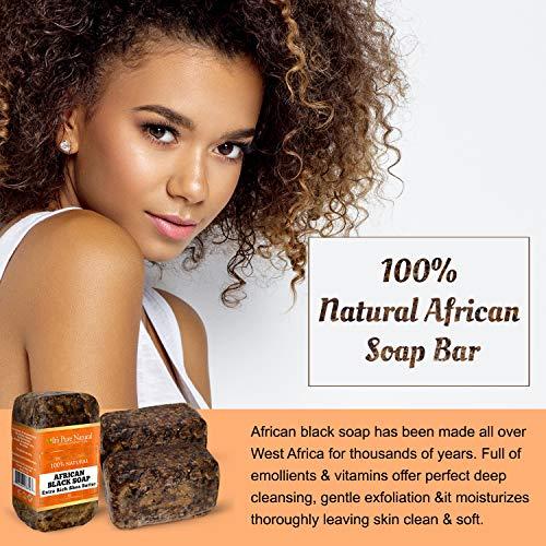 It's Pure Natural African Black Soap Bars with Extra Rich Shea Butter (Pack of 3) Organic Raw Soap for Face & Body Body Care Body Wash