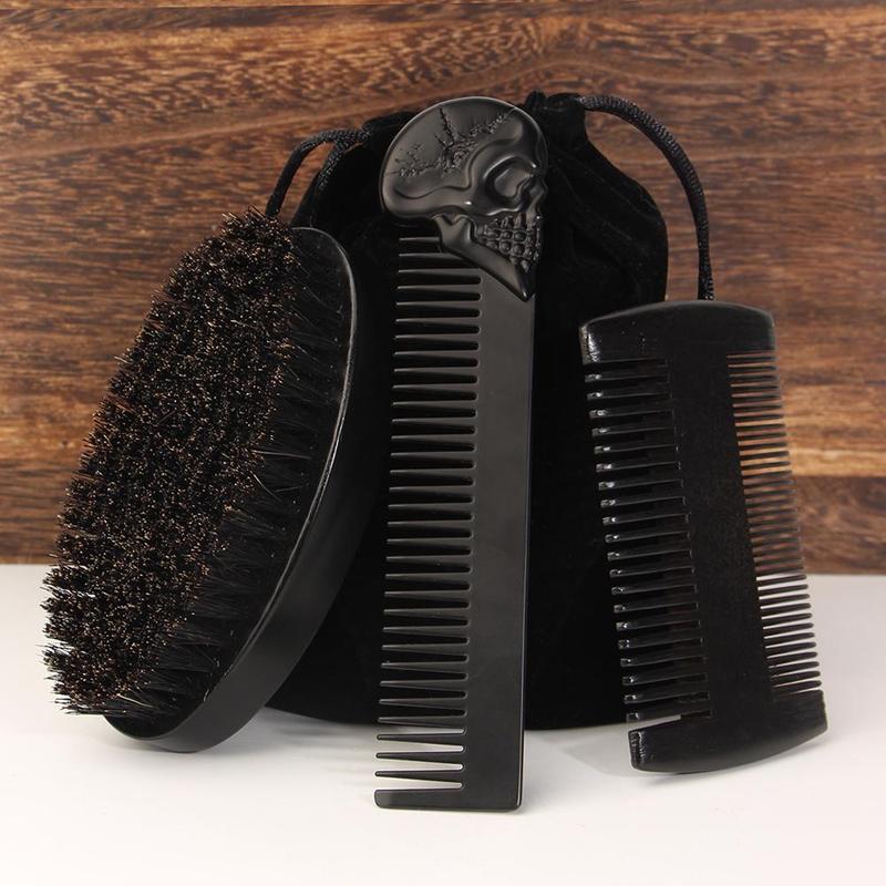 Hair Styling Tool Set, 4 Counts set Hair Comb & Brush & Storage Bag Set, Beard Styling Comb for Men, Professional Hair Styling Tool for Home & Salon Use