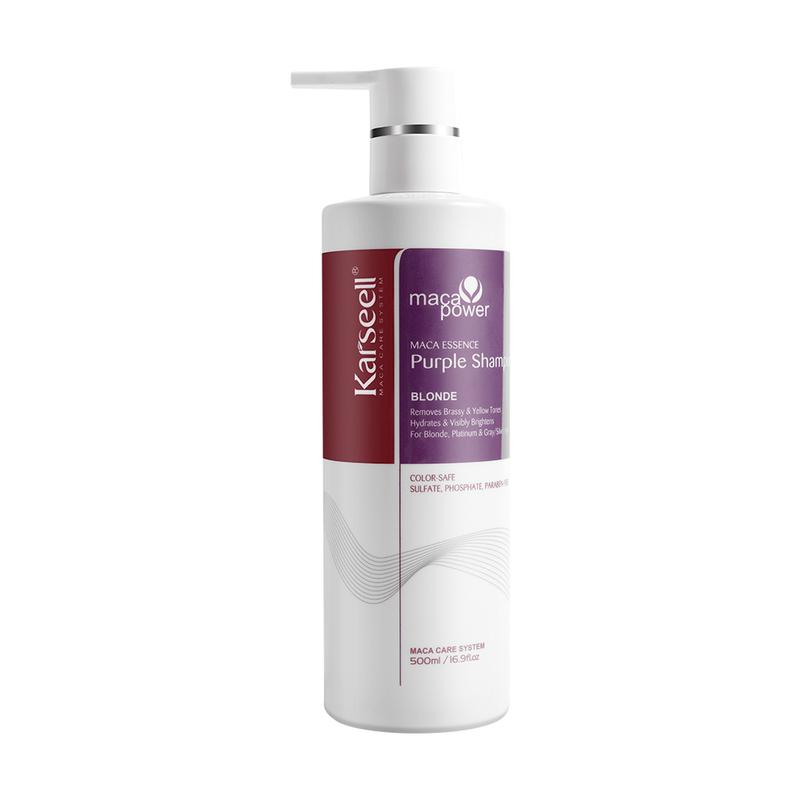 Karseell maca power Purple Shampoo Professional Neutralizes Brass & Yellow Tones For Blonde Silver Gray Highlighted Hair 16.90 oz 500ml Uv Comfort