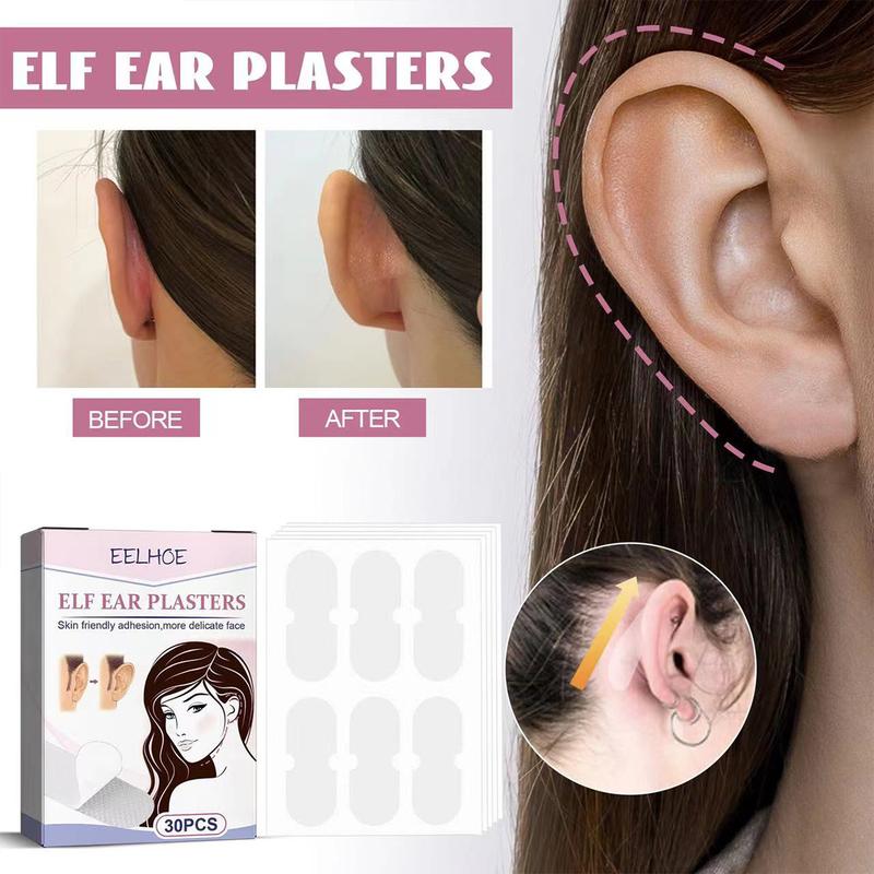 30 Pcs Ear Stickers， Elf Ear Tapes,Ear Lobe Saver Lifts，Strong Support Transparent Painless Silicone Cosmetic Ear Stickers Say Goodbye to Flat Ears， to Creat V-Shaped Face，Natural Ear Contours