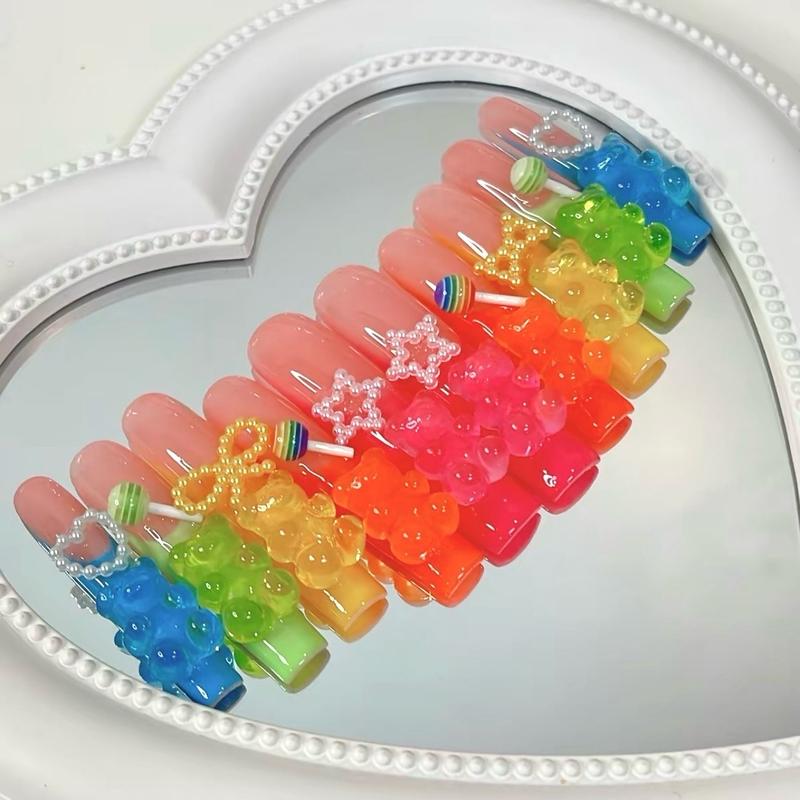 GUMMY BEAR 1.7” The Nail Empire | 10pcs Press On Nails | Long nails | Almond nails | Short nails | Stiletto nails | Ballerina nails | Square nails | Coffin nails | Acrylic gel nails |