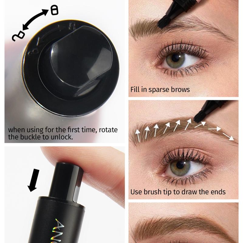 Upgrade Version (2.0) Microblading Eyebrow Pen,Square  Eyebrow Brush Hair-Like Strokes Easy To Color Long Lasting Quick Drying Natural Shaping Outlining Filling Brow Makeup Waterproof Liquid Flawless Cosmetic liquid eyebrow