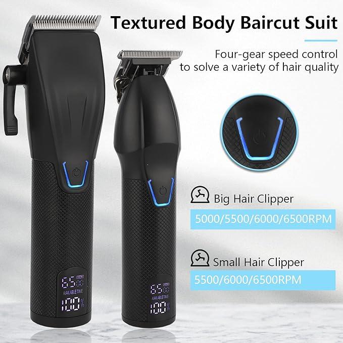 AMULISS Professional Hair Clippers and Zero Gapped Trimmer Kit for Men, Cordless Barber Clipper, Beard Trimmer Haircut Clippers Grooming Set，with Hair Dryer