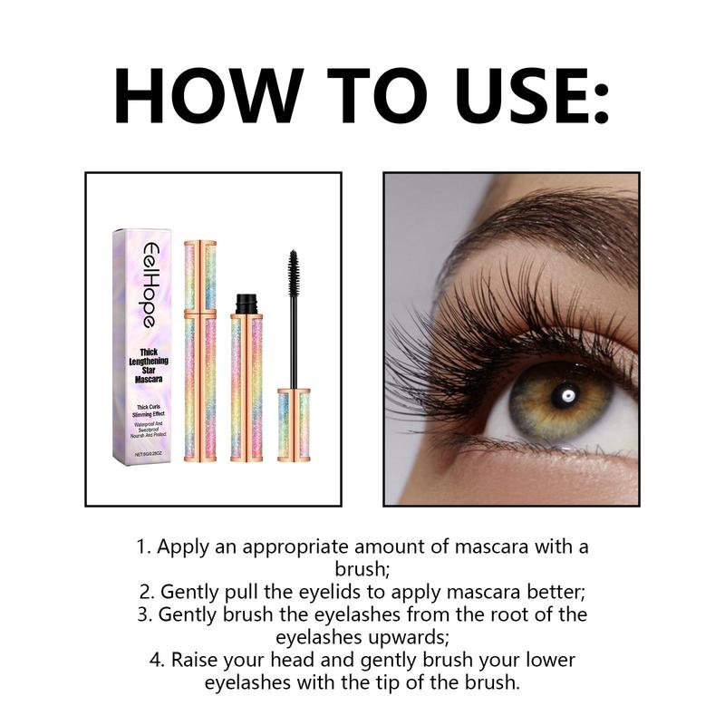 Long-lasting Mascara, 1 Count Natural Curl Eyelashes Mascara, Eye Lashes Lengthening Styling Defining Multiplying Curling Mascara Stick, Daily Makeup