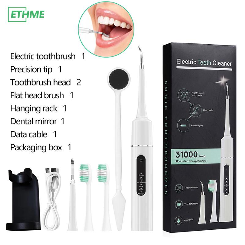 ETHME Water Flosser&Rechargeable Electric Toothbrush. 4-in-1 Oral Rinse, Mode 4 Jets Cordless.Deep Cleaning: High-Frequency Sonic Toothbrush with Dental Mirror, 5 Settings, Long Battery Life, Waterproof Design, and Convenient Charging Stand