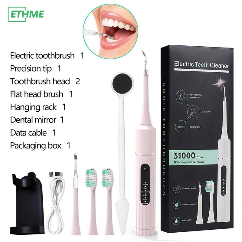 ETHME Water Flosser&Rechargeable Electric Toothbrush. 4-in-1 Oral Rinse, Mode 4 Jets Cordless.Deep Cleaning: High-Frequency Sonic Toothbrush with Dental Mirror, 5 Settings, Long Battery Life, Waterproof Design, and Convenient Charging Stand