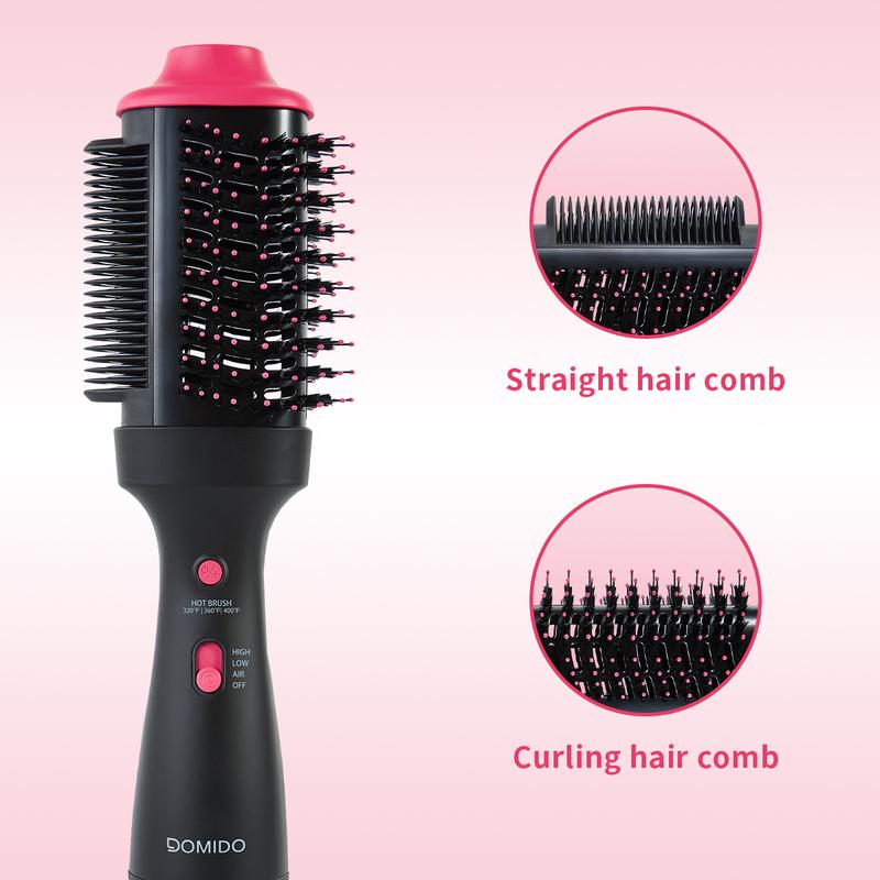 DOMIDO Apollo - Negative ion straightening comb hair dryer, multi-functional curling comb to create smooth and high-quality hair.