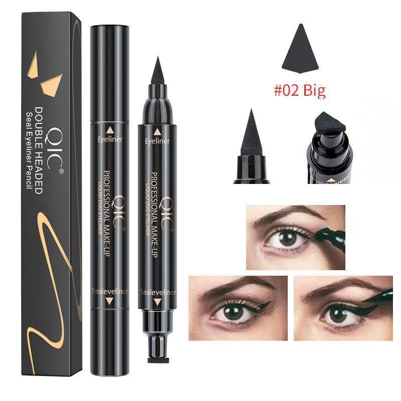 Double-ended Eyeliner Pens, 2pcs Waterproof Long Lasting Eyeliner Pencils, Non-smudged Triangle Seal Eyeliners