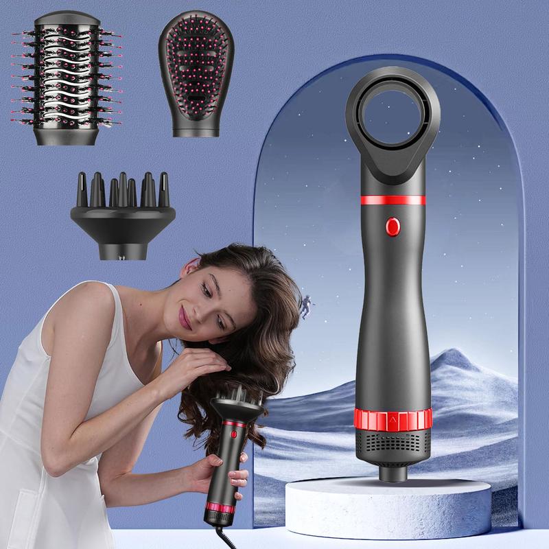 4 in 1 Hair Dryer Brush, 1 Set Hair Dryer & Volumizing Hot Air Brush, Scalp Massager, Hair Styling Tool for Home Salon Travel