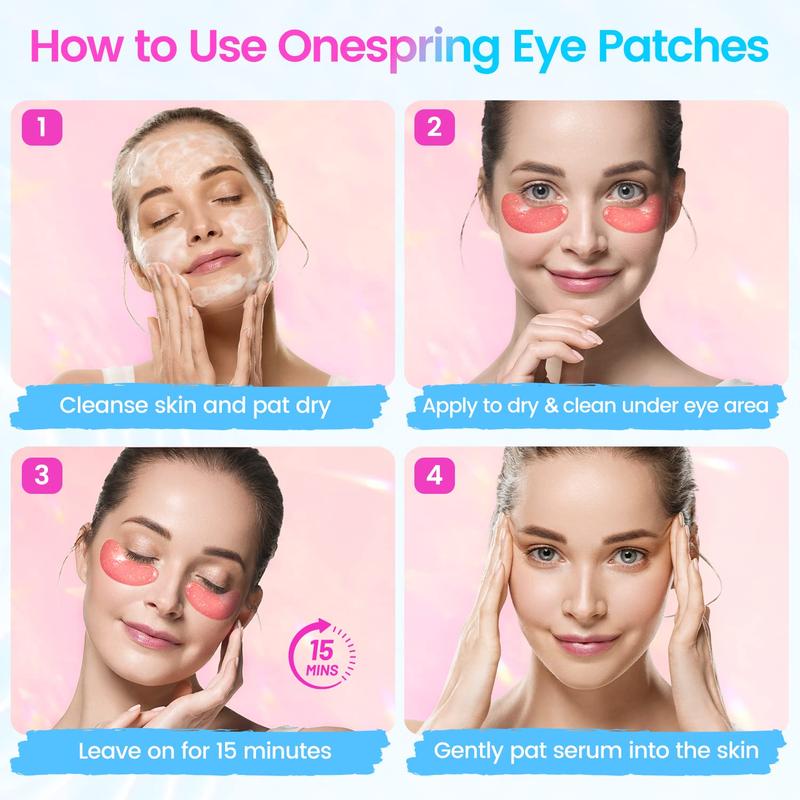 Onespring Eye Patch Eye Mask(24 Pairs) - Moisturizing Collagen Eye Gel Patches For Dark Circle,Hyaluronic Acid Eye Patches for Eye Bags