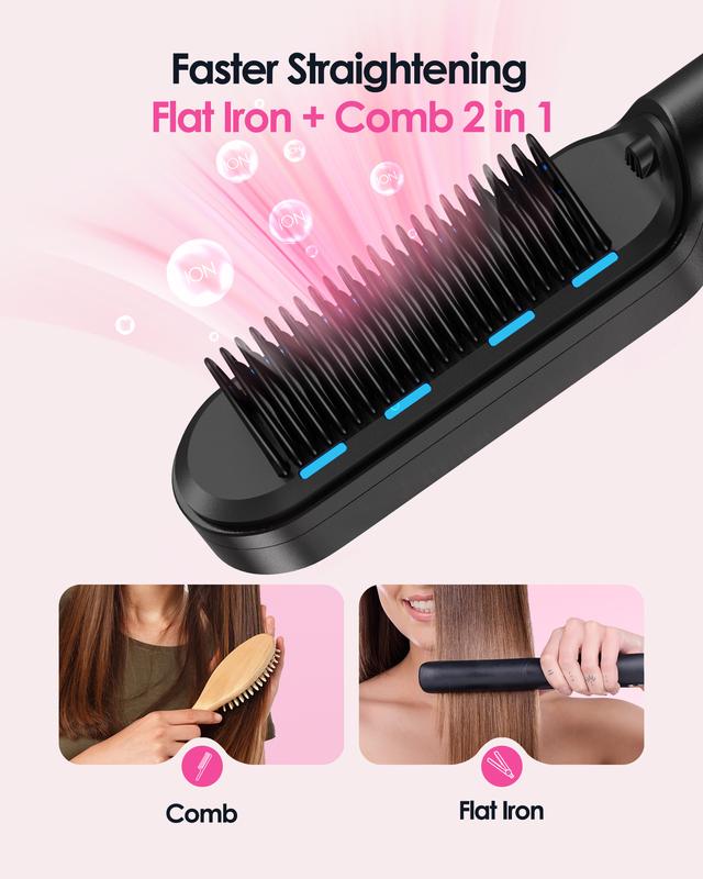 Wavytalk Negative Ion Hair Straightening Brush and Professional Ionic Hair Dryer with Diffuser Set