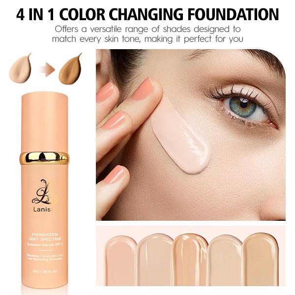 Lanisty Foundation 4 in 1-Light Spectrum for Flawless Moisturizing Makeup Foundation, Long-lasting, Matte, Waterproof, Lightweight,Christmas Special Deal