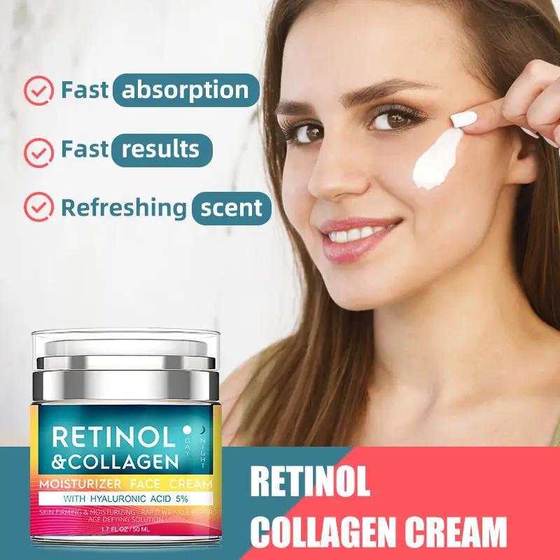 Retinol Collagen Moisturizer, Hydrating Nourishing Face Cream, Moisturizing Face Lotion for Women & Men All Skin Types