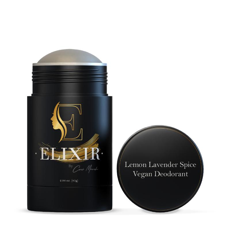 Coco March Elixir Lemon Lavender Spice Vegan Deodorant, Coconut Oil and Shea Butter Infused, Aluminum Free Deodorant for Men Women