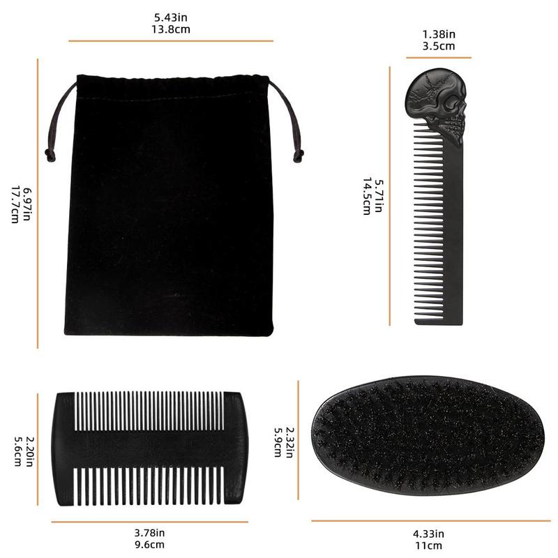 Hair Styling Tool Set, 4 Counts set Hair Comb & Brush & Storage Bag Set, Beard Styling Comb for Men, Professional Hair Styling Tool for Home & Salon Use