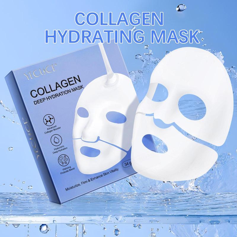 Collagen Facial Mask, 6 Counts set Moisturizing Facial Skin Care Mask, Hydrating Facial Skin Care Product for Women & Men, Christmas Gift