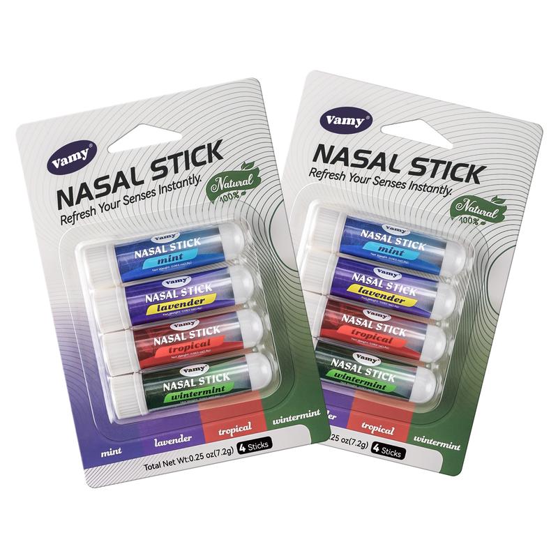 Vamy Breathing Steam Stick with Essential Oils Nasal Cleaning Nose Stick ,Cooling Vapor Nasal Stick Pack, Stimulating Aroma, Daily-Use, Menthol Nasal Inhalation Stick， aromatherapy inhale nasal stick comfort nasal Multi-Flavor Nasal Sticks Pack