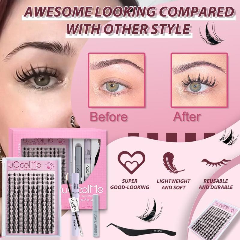 uCoolMe Fairy | Manga C Curl Wet Look DIY Lashes Extension Kit and Lash Clusters 8-18mm | Anime Style Waterproof Eyelashes Extensions Makeup Cosmetic