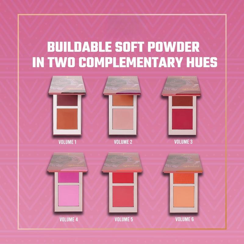 Blushed Duo Blush Volume4 - Two Tone Pigmented Buildable Pressed Mineral Powder - Rosy  Cheeks Matte Fresh Finish for All  Color