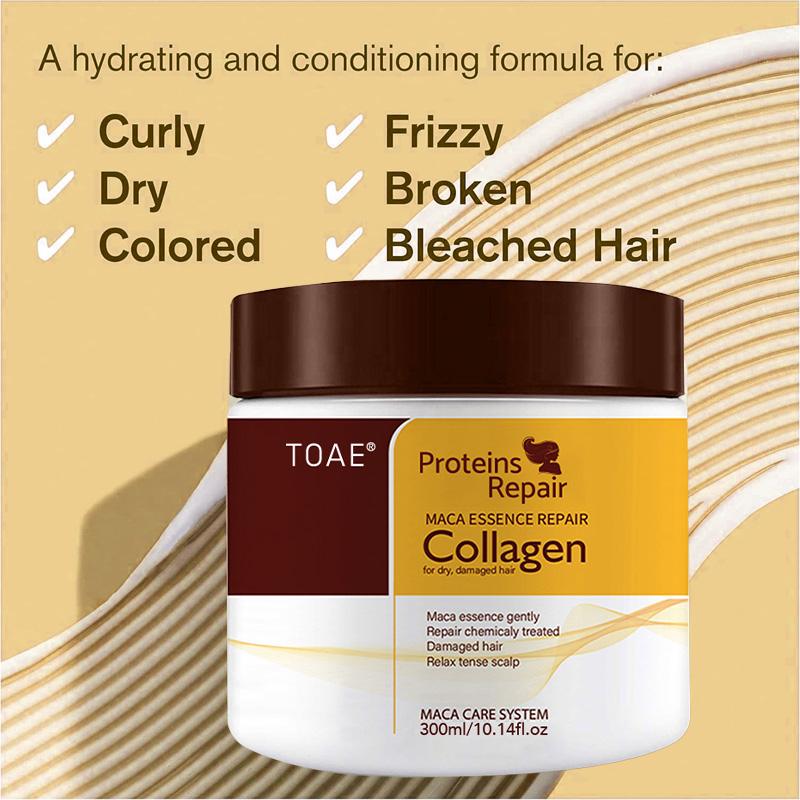 TOAE Hair Mask - Deep Conditioning Strengthening Hair Care Collagen Treatment Deep Repair Conditioning Argan Oil Hair Mask Essence Damaged Hair Conditioner Repair (300ML) Comfort Cleansing Moisturizing Moisturizing Haircare Moisture