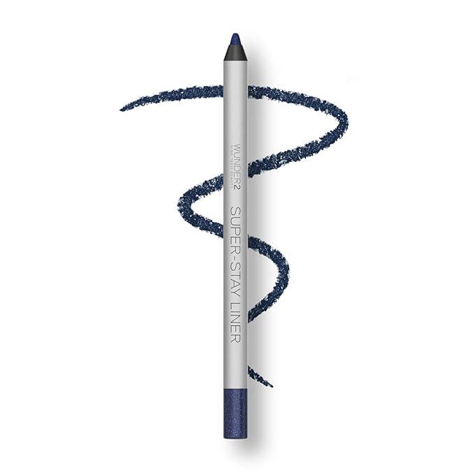 Wunder2 SUPER-STAY LINER Makeup Eyeliner Pencil Long Lasting Waterproof Eye Liner, Color Navy Blue Glitter