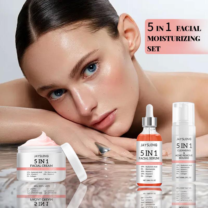 5 in 1 Skin Care Kit, 1 Set Skincare Kit, Includes Moisturizing Facial Cream & Serum & Cleanser, Hydrating Skin Care Tool